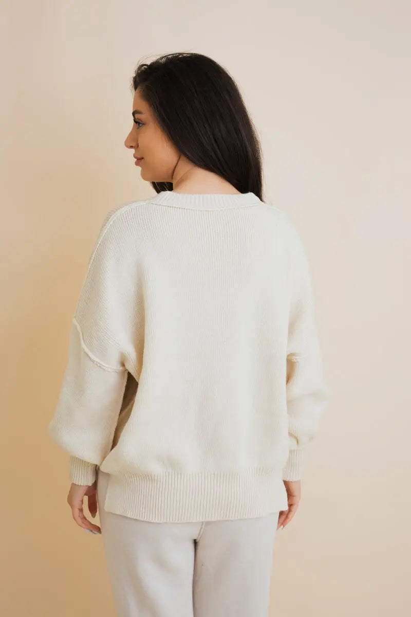 Boho Clothing and Accessories Effortlessly Cozy Oversized Sweater view 11 - Relaxed Fit - Boho Style Sweaters (top)