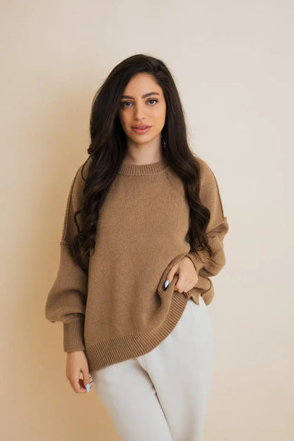 Boho Clothing and Accessories Effortlessly Cozy Oversized Sweater view 7 - Relaxed Fit - Boho Style Sweaters (top)