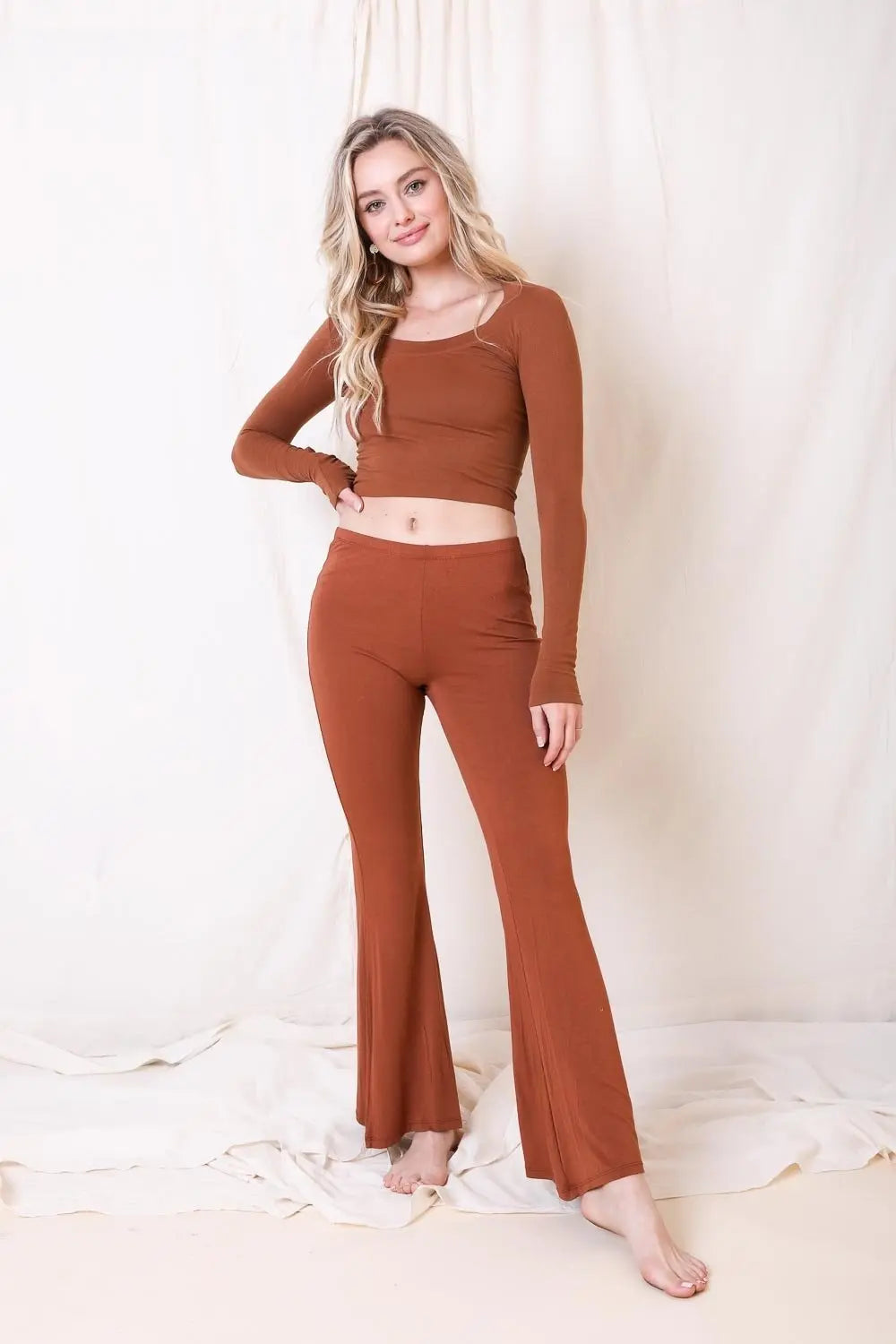 Boho Clothing and Accessories Flared Lounge Pants in Medium view 3 - Boho Style - Boho Style Pants (bottom)