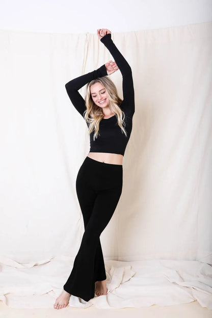 Boho Clothing and Accessories Flared Lounge Pants in Medium view 4 - Boho Style - Boho Style Pants (bottom)