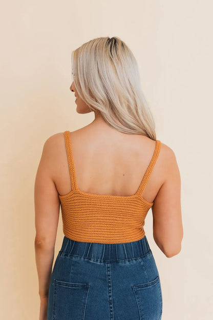 Boho Clothing and Accessories Groove Wave Knit Button Brami Top in XS/S view 2 - Boho Style
