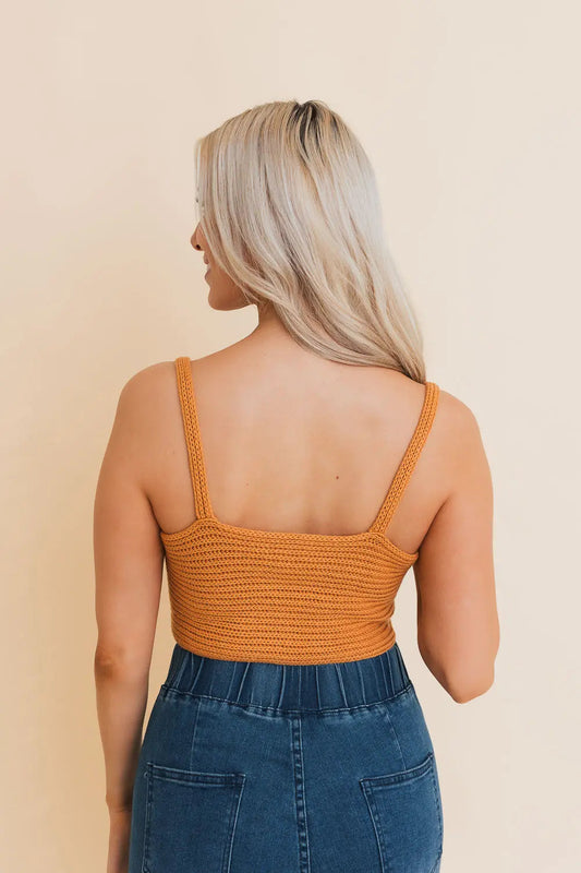 Boho Clothing and Accessories Groove Wave Knit Button Brami Top in XS/S view 2 - Boho Style
