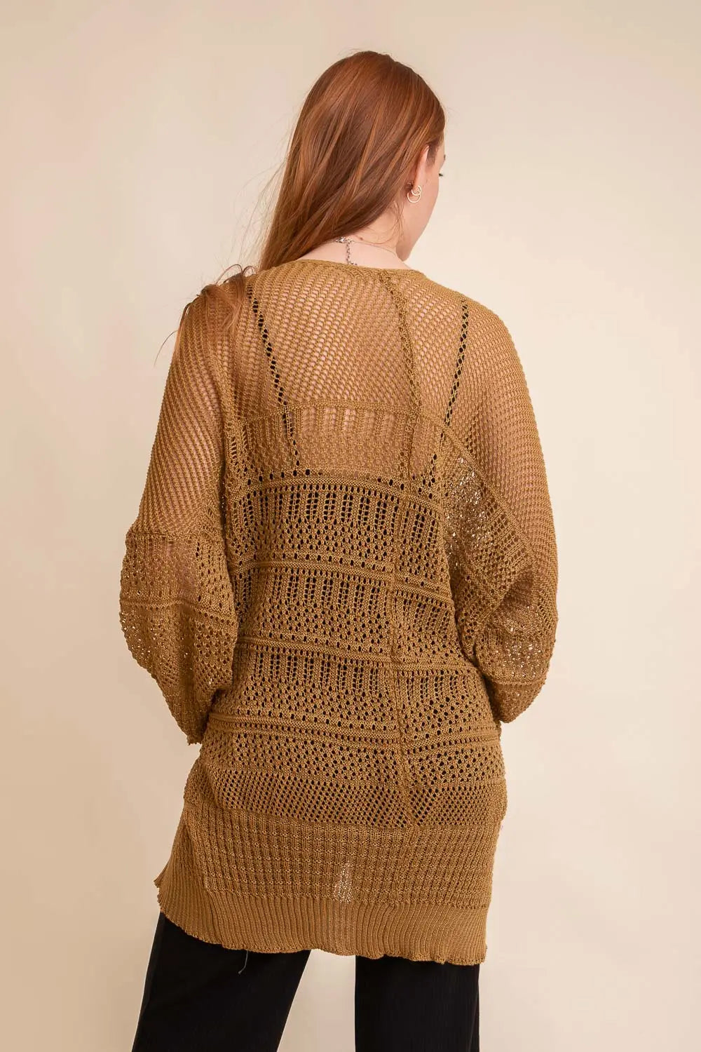 Boho Clothing and Accessories Knit Netted Cardigan ❤️ Top view 14 - Boho Style - Boho Style Cardigan