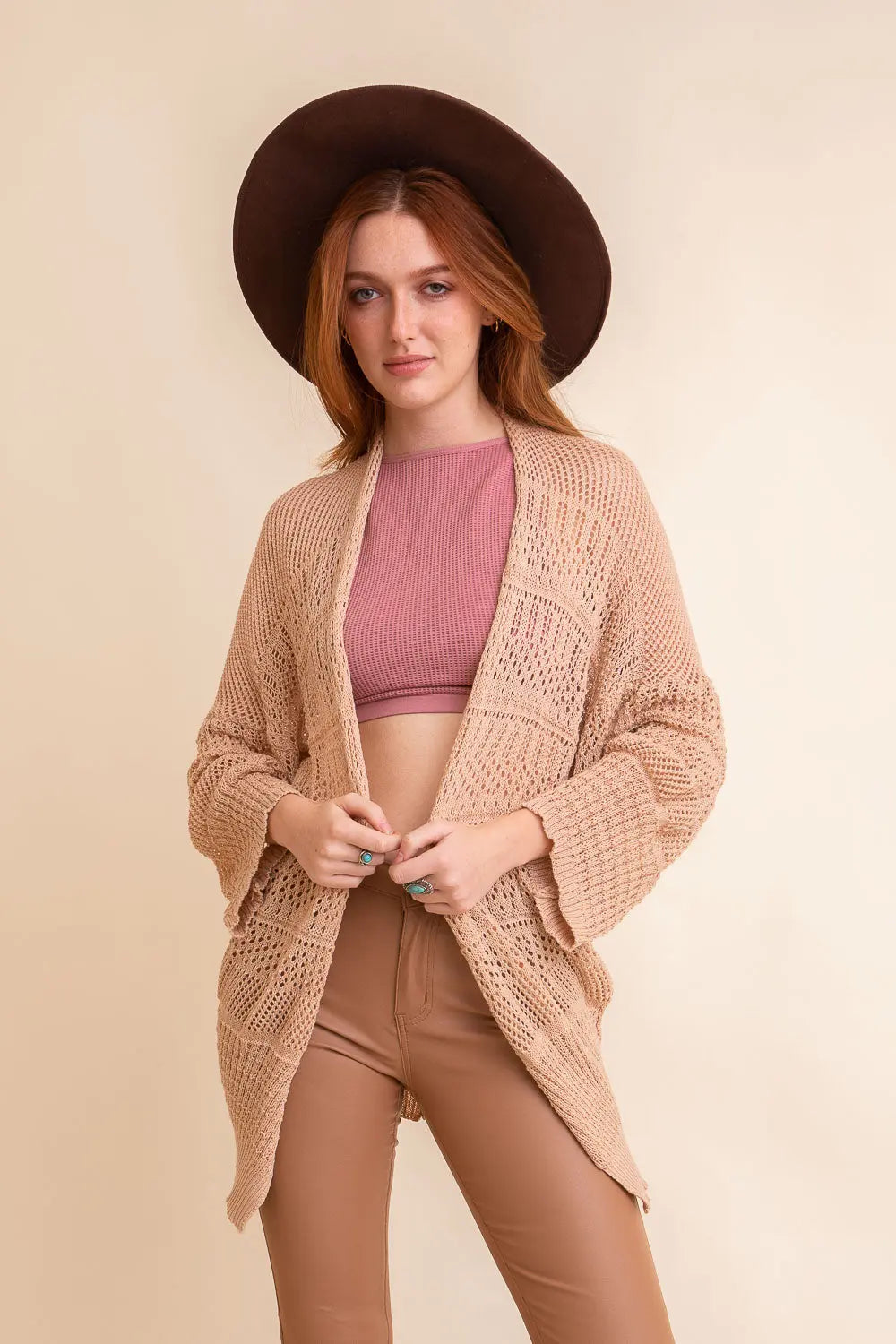 Boho Clothing and Accessories Knit Netted Cardigan ❤️ Top view 6 - Boho Style - Boho Style Cardigan