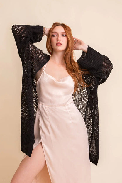 Boho Clothing and Accessories Knit Netted Cardigan ❤️ Top view 9 - Boho Style - Boho Style Cardigan