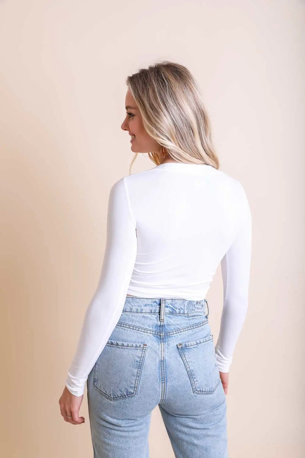 Boho Clothing and Accessories Long Sleeve Fitted Crop Top in Large view 15 - Boho Style - Boho Clothing Tops