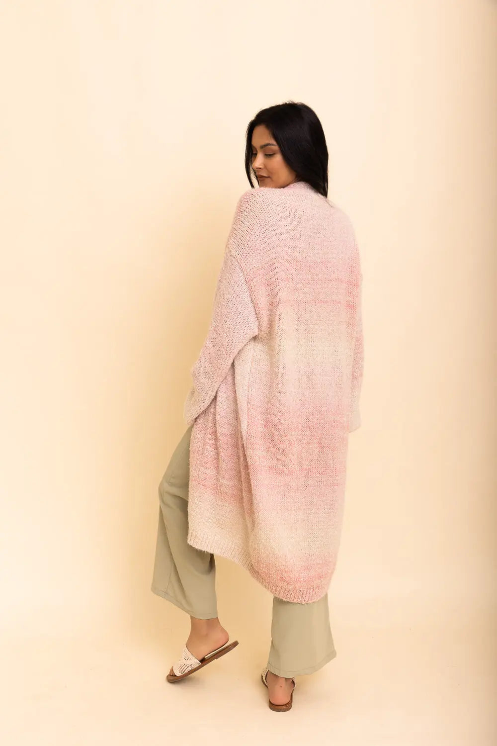 Boho Clothing and Accessories Lounge Around Longline Ombre Cardigan Top view 10 - Boho Style - Boho Style Cardigan