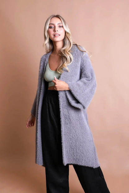 Boho Clothing and Accessories Luxe Mohair Knit Cardigan Top view 6 - Boho Style - Boho Style Cardigan