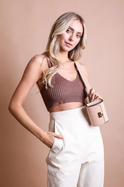 Boho Clothing and Accessories Mini Faux Leather Belt Bag – Chic with Gold Link Chain view 7 - Boho Style - Boho Style Bag