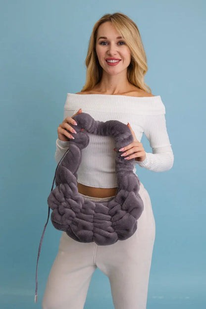 Boho Clothing and Accessories Plush Cloud Knit Cross Body Bag ☁️ view 6 - Boho Style - Cloud Plush Bag Charm
