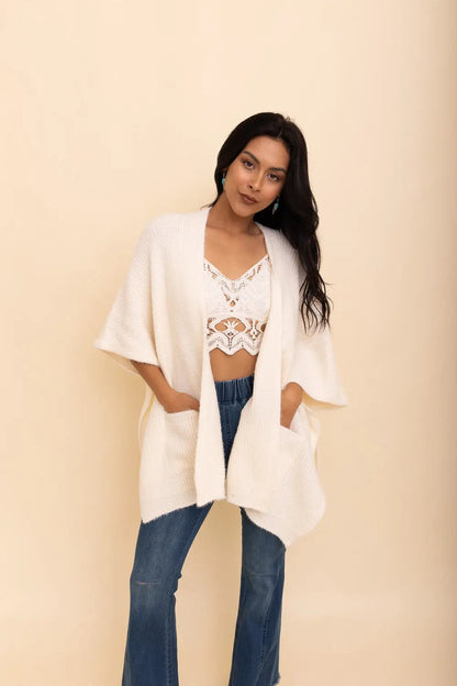 Boho Clothing and Accessories Relax & Chill Autumn Nights Boucle Cardigan Top view 10 - Boho Style - Boho Style Cardigan