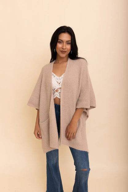 Boho Clothing and Accessories Relax & Chill Autumn Nights Boucle Cardigan Top view 15 - Boho Style - Boho Style Cardigan