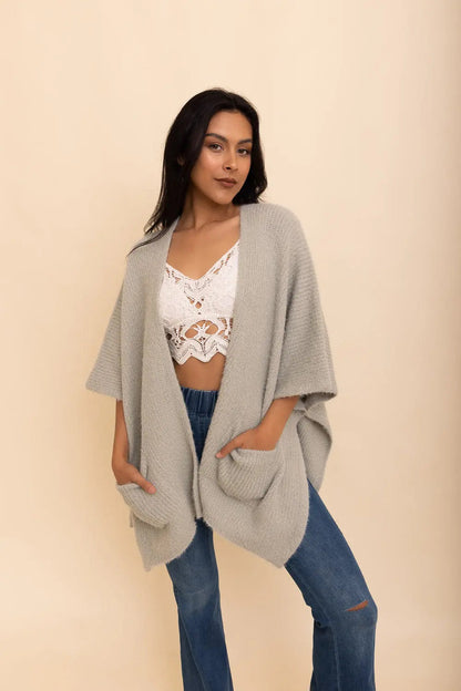 Boho Clothing and Accessories Relax & Chill Autumn Nights Boucle Cardigan Top view 7 - Boho Style - Boho Style Cardigan