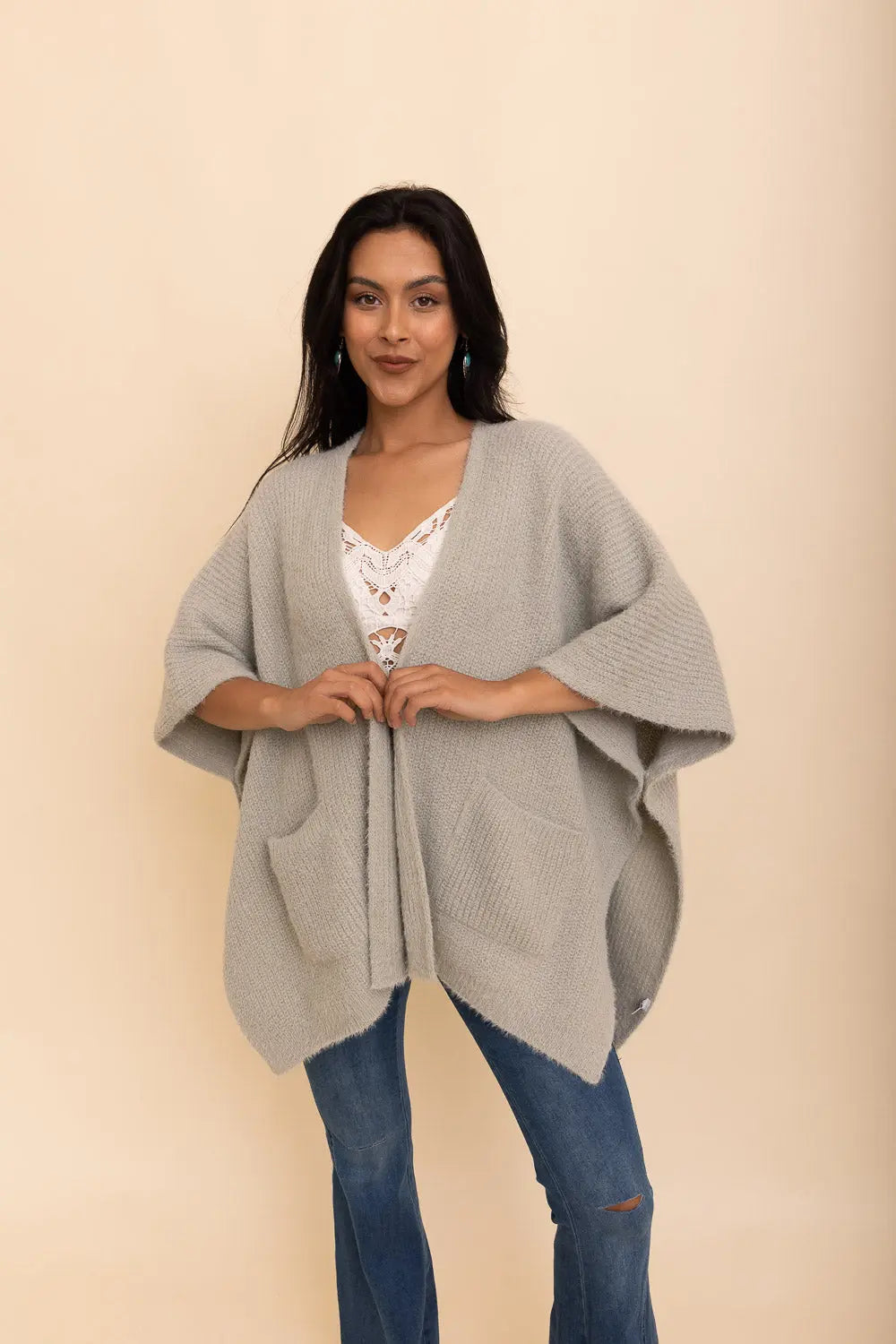 Boho Clothing and Accessories Relax & Chill Autumn Nights Boucle Cardigan Top view 9 - Boho Style - Boho Style Cardigan