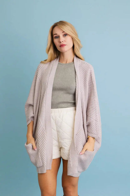 Boho Clothing and Accessories Ribbed Open-front Knit Cardigan - Easy Layering 🧥 Top view 10 - Boho Style