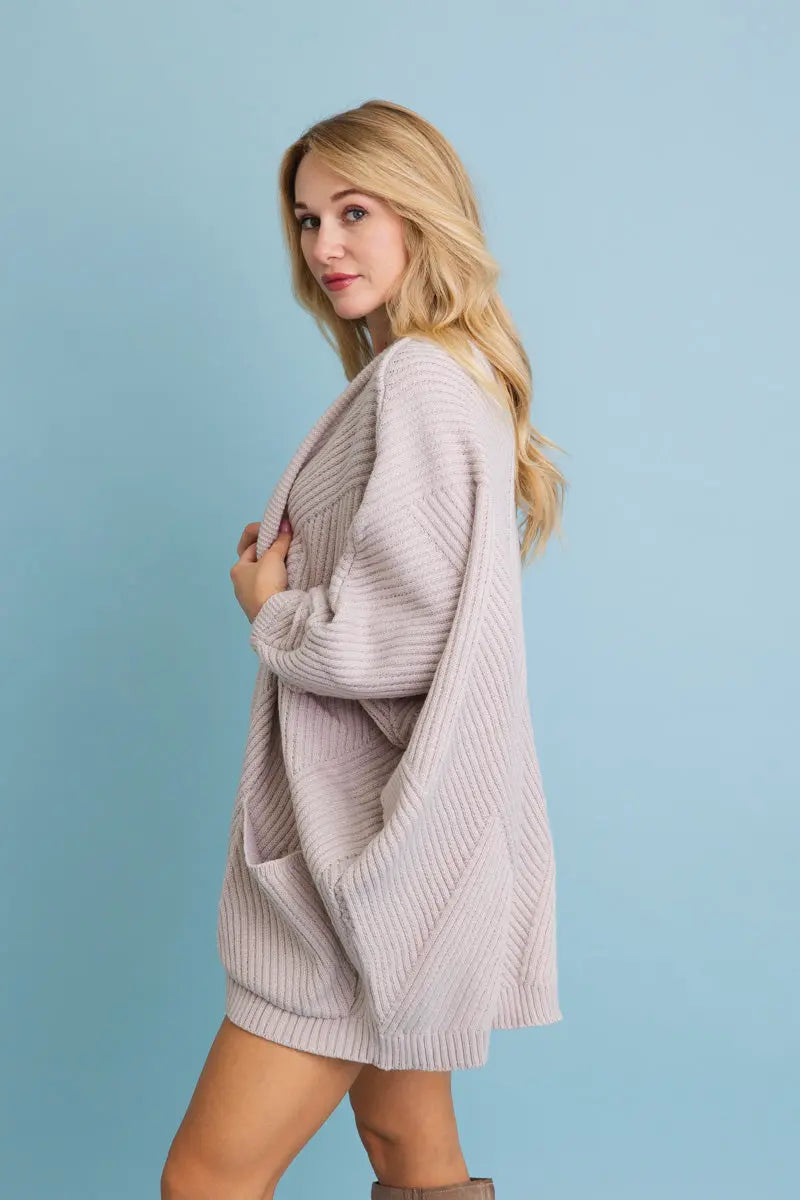 Boho Clothing and Accessories Ribbed Open-front Knit Cardigan - Easy Layering 🧥 Top view 12 - Boho Style