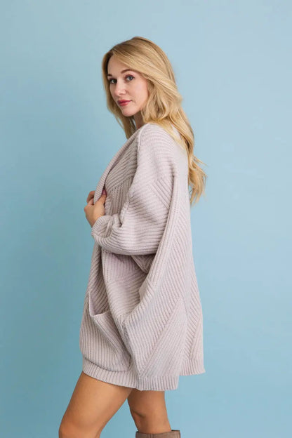 Boho Clothing and Accessories Ribbed Open-front Knit Cardigan - Easy Layering 🧥 Top view 12 - Boho Style