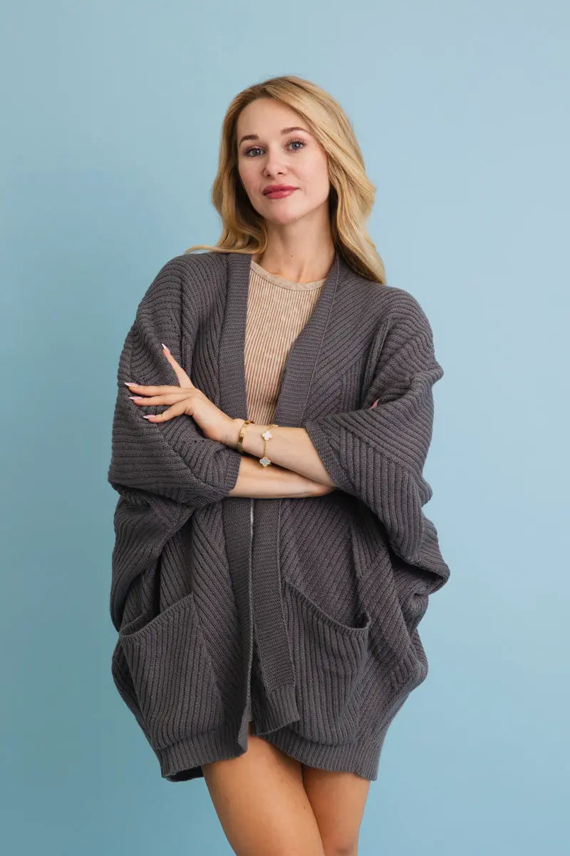 Boho Clothing and Accessories Ribbed Open-front Knit Cardigan - Easy Layering 🧥 Top view 15 - Boho Style