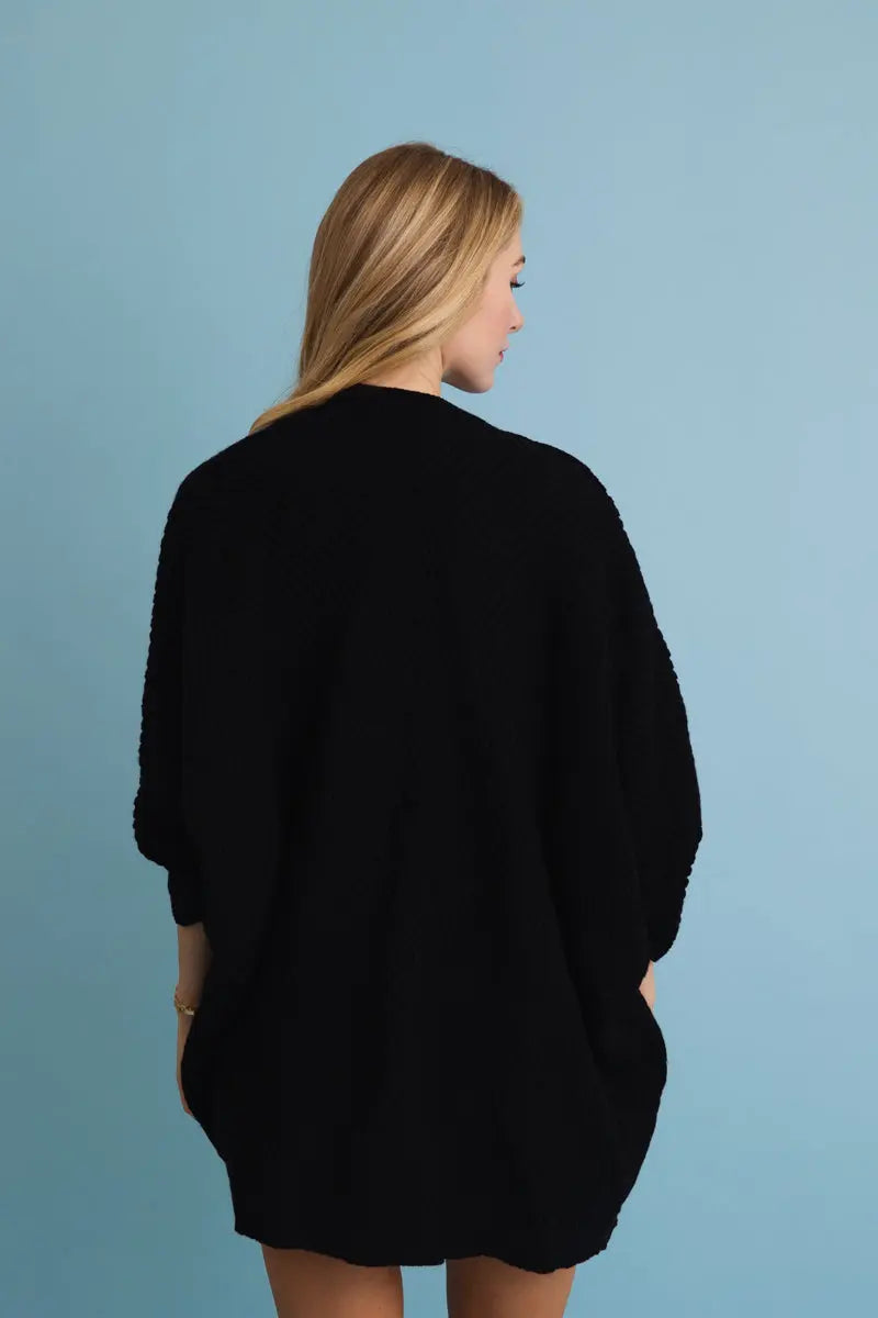 Boho Clothing and Accessories Ribbed Open-front Knit Cardigan - Easy Layering 🧥 Top in Gray view 5 - Boho Style