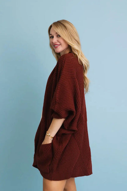 Boho Clothing and Accessories Ribbed Open-front Knit Cardigan - Easy Layering 🧥 Top view 8 - Boho Style - Boho Style Cardigan
