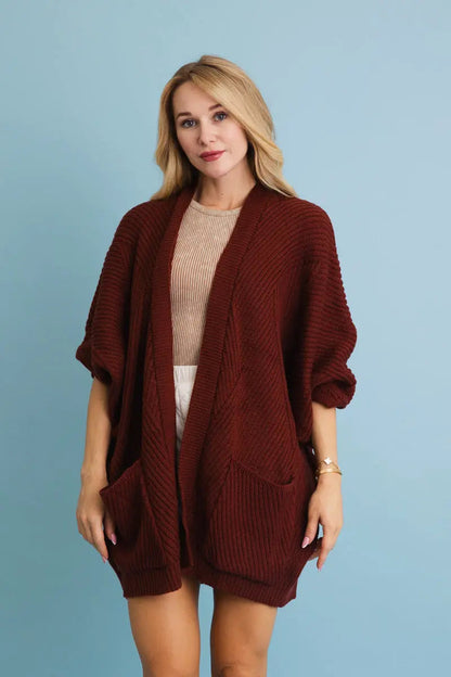Boho Clothing and Accessories Ribbed Open-front Knit Cardigan - Easy Layering 🧥 Top view 9 - Boho Style - Boho Style Cardigan
