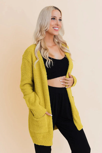 Boho Clothing and Accessories Snuggle Chic Boucle Bliss Cardigan Top in One Size - Boho Style - Boho Style Cardigan