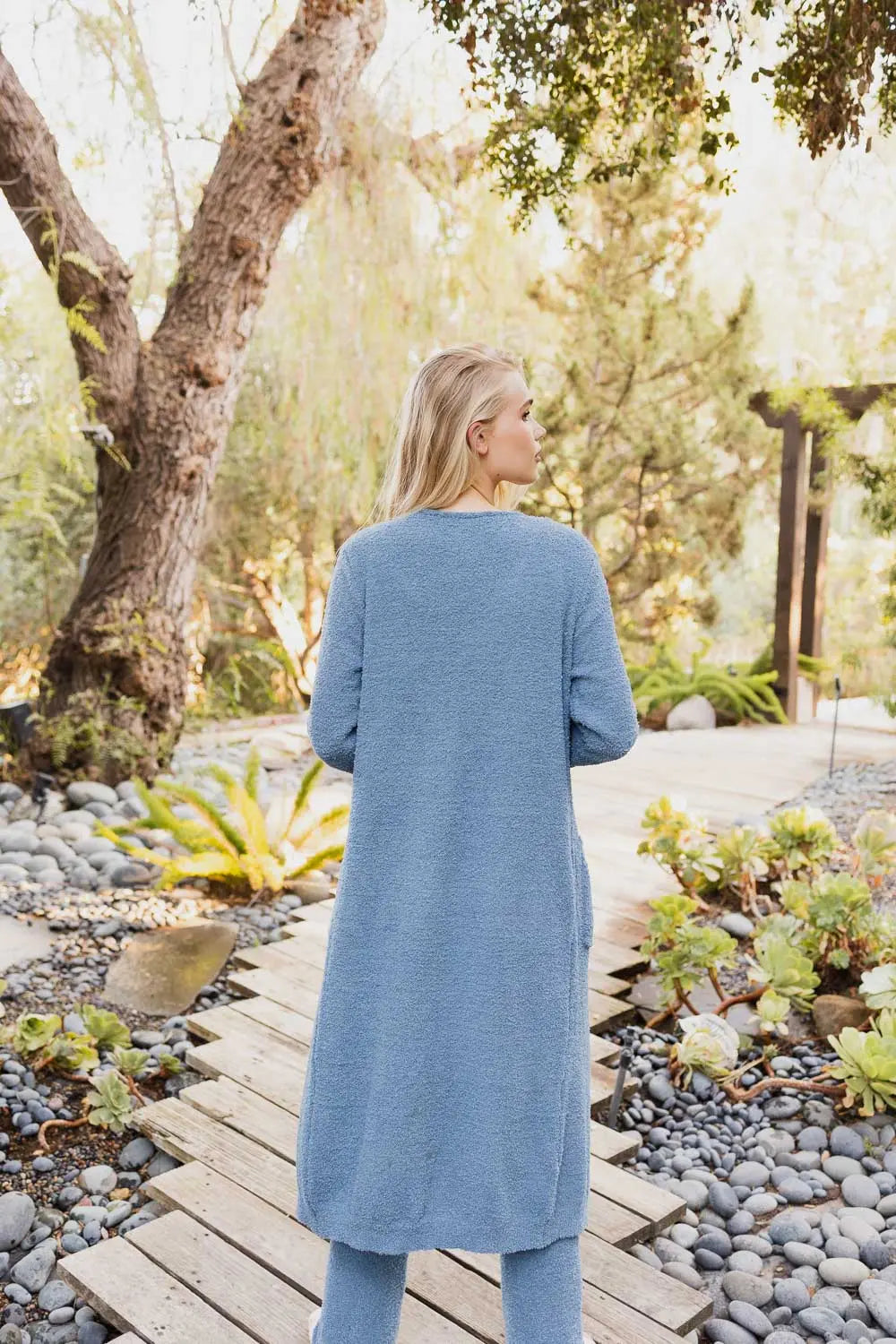 Boho Clothing and Accessories Ultra-soft Boucle Longline Cardigan Top in M/L view 2 - Boho Style - Boho Style Cardigan