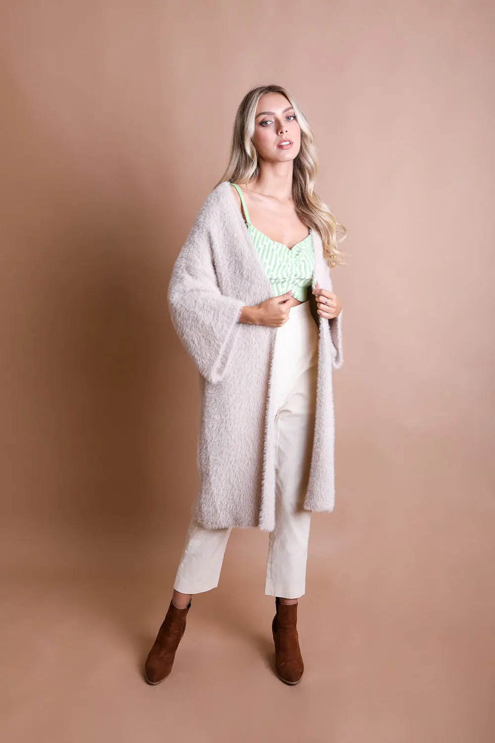 Boho Clothing and Accessories Ultra-soft Luxe Mohair Knit Cardigan Top view 10 - Boho Style - Boho Style Cardigan