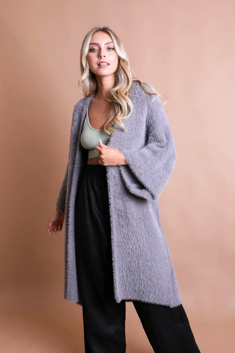 Boho Clothing and Accessories Ultra-soft Luxe Mohair Knit Cardigan Top view 11 - Boho Style - Boho Style Cardigan