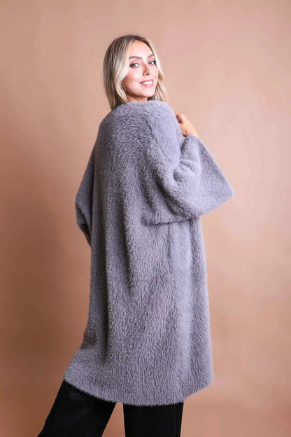 Boho Clothing and Accessories Ultra-soft Luxe Mohair Knit Cardigan Top view 12 - Boho Style - Boho Style Cardigan