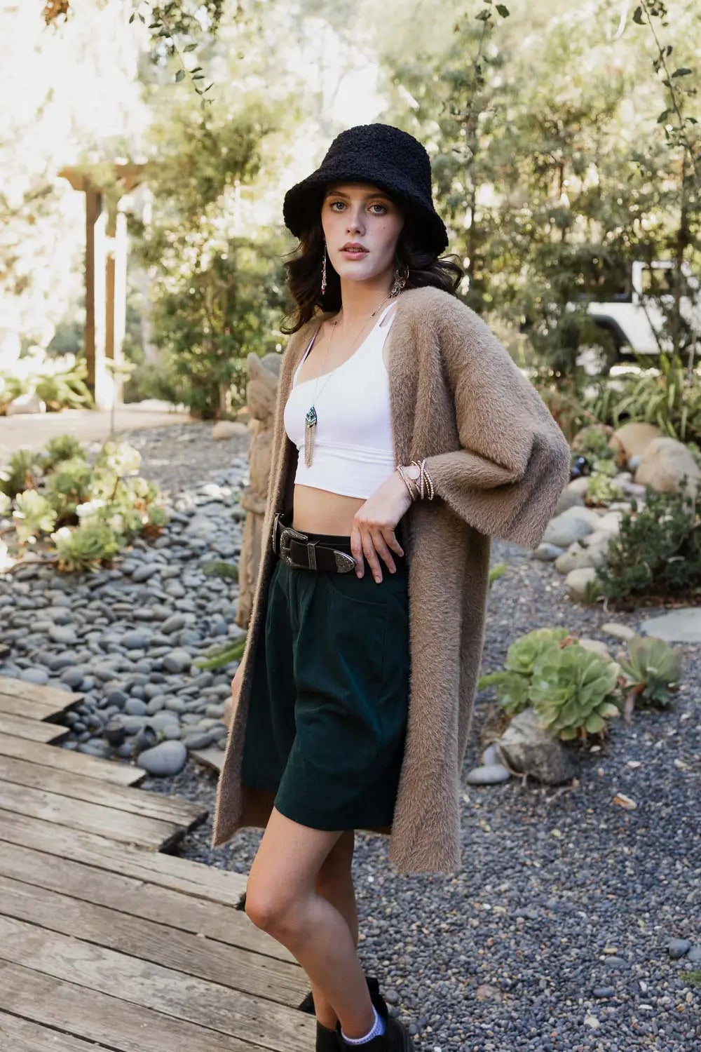 Boho Clothing and Accessories Ultra-soft Luxe Mohair Knit Cardigan Top in One Size view 4 - Boho Style - Boho Style Cardigan
