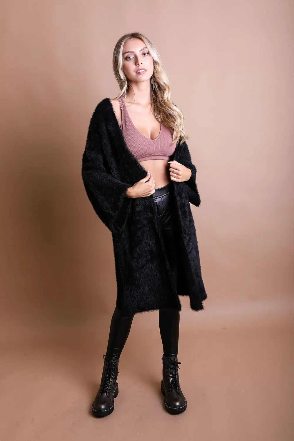 Boho Clothing and Accessories Ultra-soft Luxe Mohair Knit Cardigan Top view 5 - Boho Style - Boho Style Cardigan