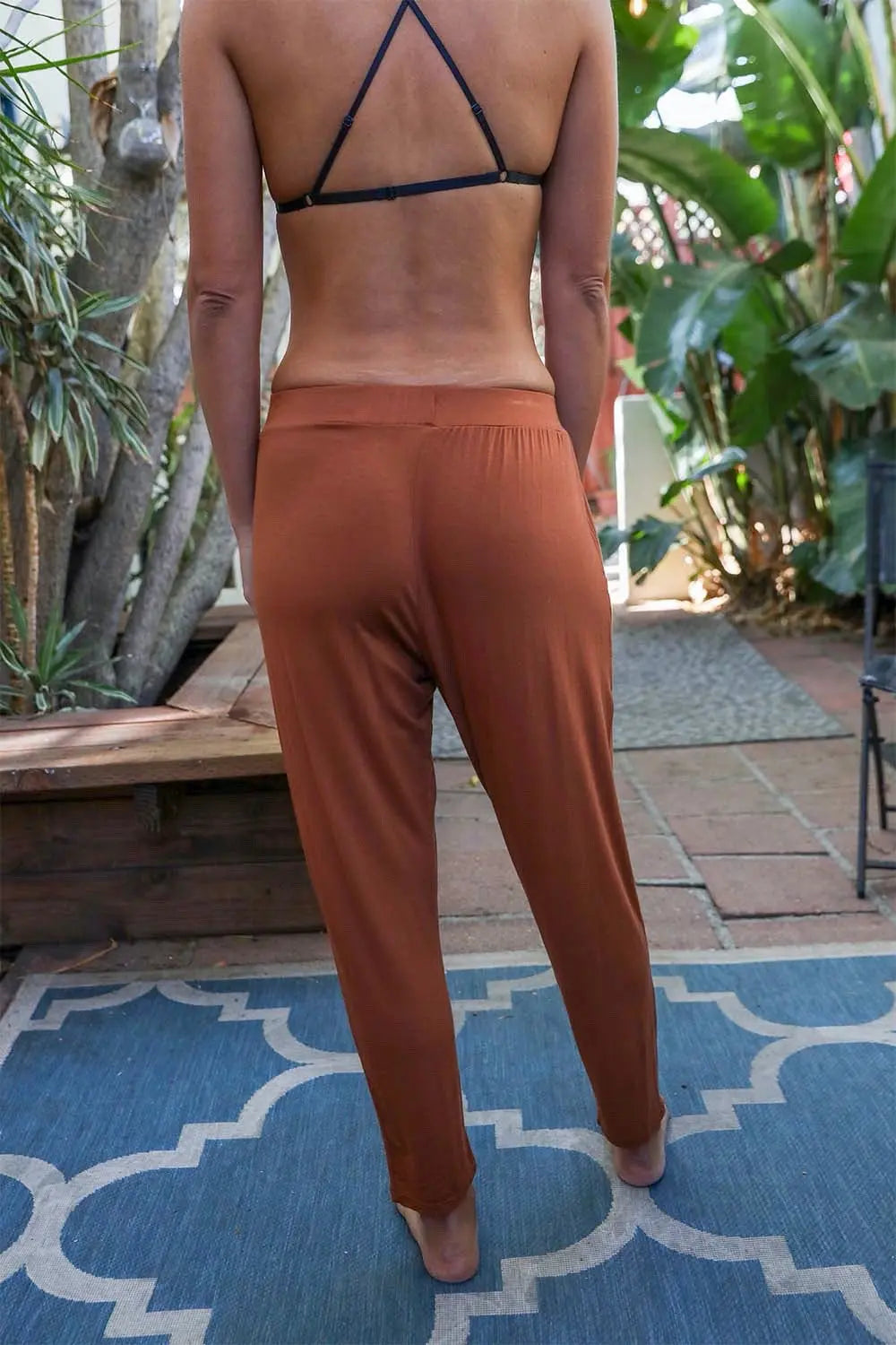 Boho Clothing and Accessories Wide Band Lounge Pants in Small view 2 - Boho Style - Boho Style Pants (bottom)