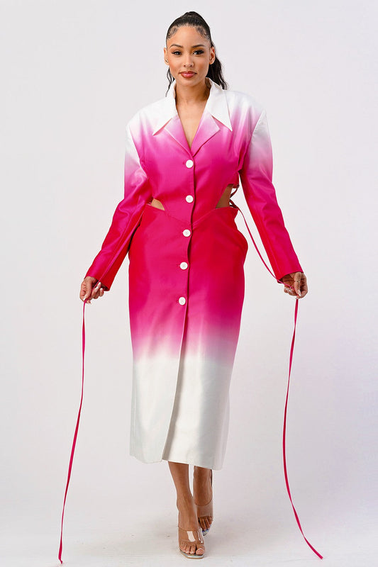 Bold and Beautiful: Ombre Trench Dress in WHITE/PINK view 2 - Bold & Beautiful Dress