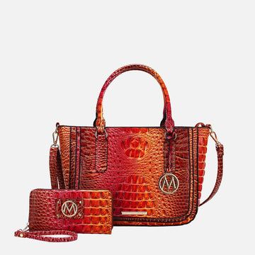 Bonnie Gradient Croc Shoulder Bag and Set in Croc Brown - Set Bag (one-piece)
