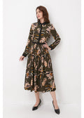 Botanical Pleated Midi Dress XS (dress) - apricot botanical garden pleated dress, pleated dress meaning - shop at us.meeeshop