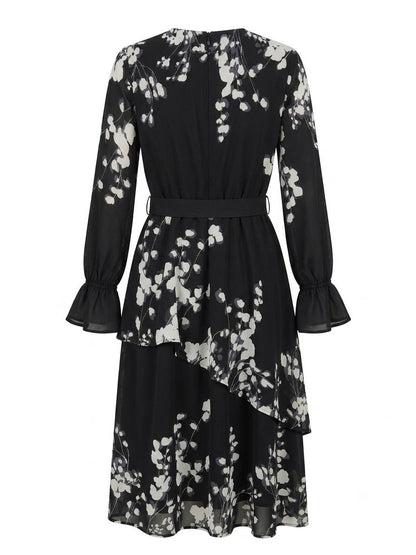 Botanical Print Ruffle Hem Dress in L view 4 - Botanical Print Dress Midi
