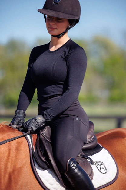 Botori Equestrian Btr Active Seamless Baselayer Top in Dark Gray view 5 - Btr Base