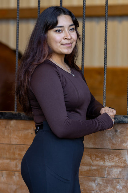 Botori Equestrian Btr Active Seamless Baselayer Top in Bone White view 9 - Btr Base