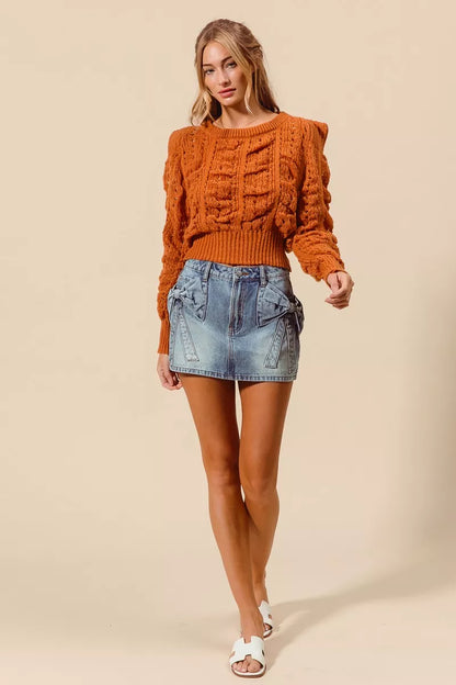 bow knot pocket So Me Bow Knot Pocket Denim Mini Skirt view 6 (skirt) - shop at us.meeeshop