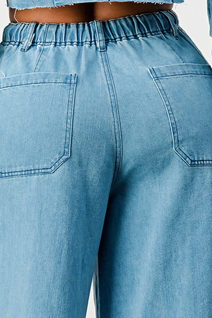 Breezy Blue Denim Palazzos - MeeeShop Women's Fashion