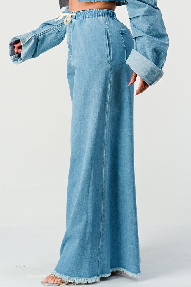 Breezy Blue Denim Palazzos in Large view 3 (bottom)