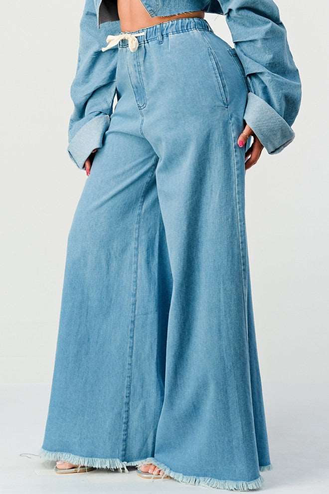Breezy Blue Denim Palazzos in Medium view 2 (bottom)