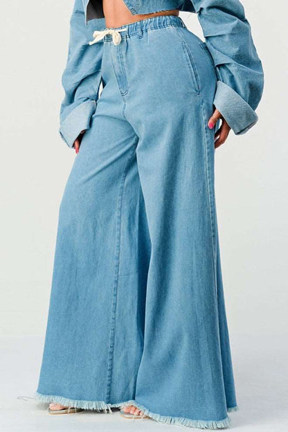 Breezy Blue Denim Palazzos in Medium view 2 (bottom)