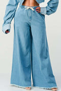 Breezy Blue Denim Palazzos Small (bottom) - denim palazzos, blue denim palazzos - shop at us.meeeshop