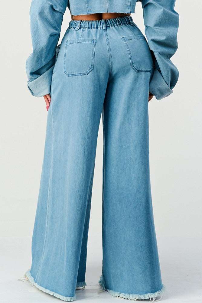 Breezy Blue Denim Palazzos view 4 (bottom)