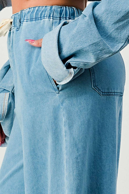 Breezy Blue Denim Palazzos view 6 (bottom)