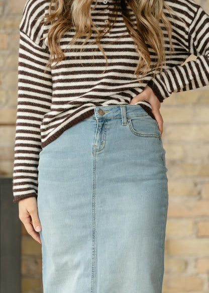 Bria Light Wash Denim Maxi Skirt in 10 view 5 (dress)