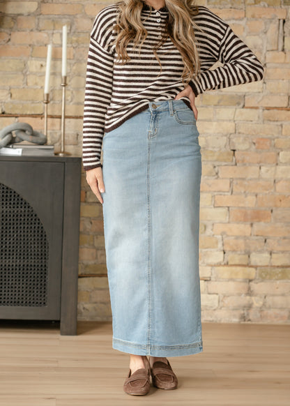Bria Light Wash Denim Maxi Skirt in 2 (dress)