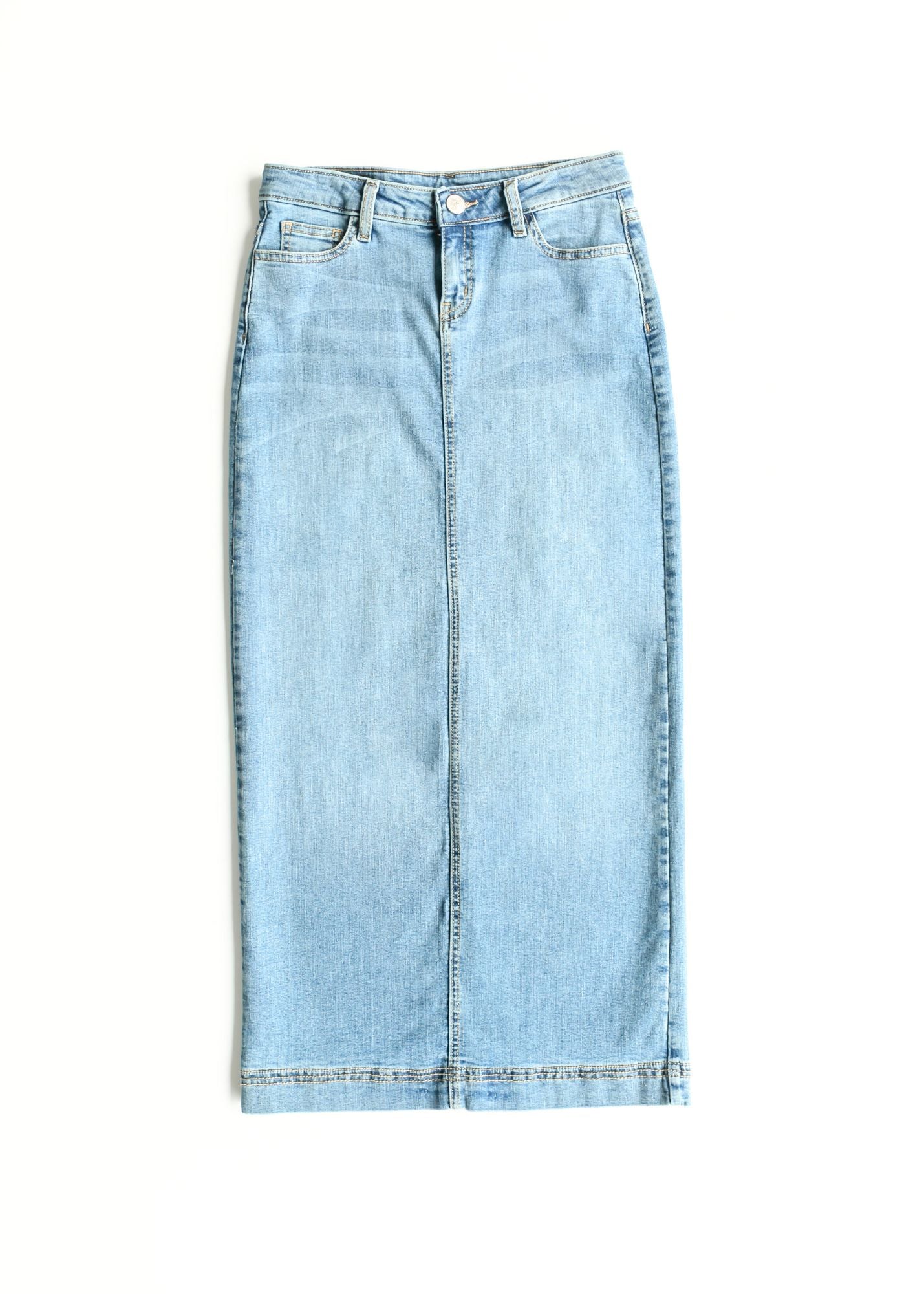 Bria Light Wash Denim Maxi Skirt view 13 (dress)